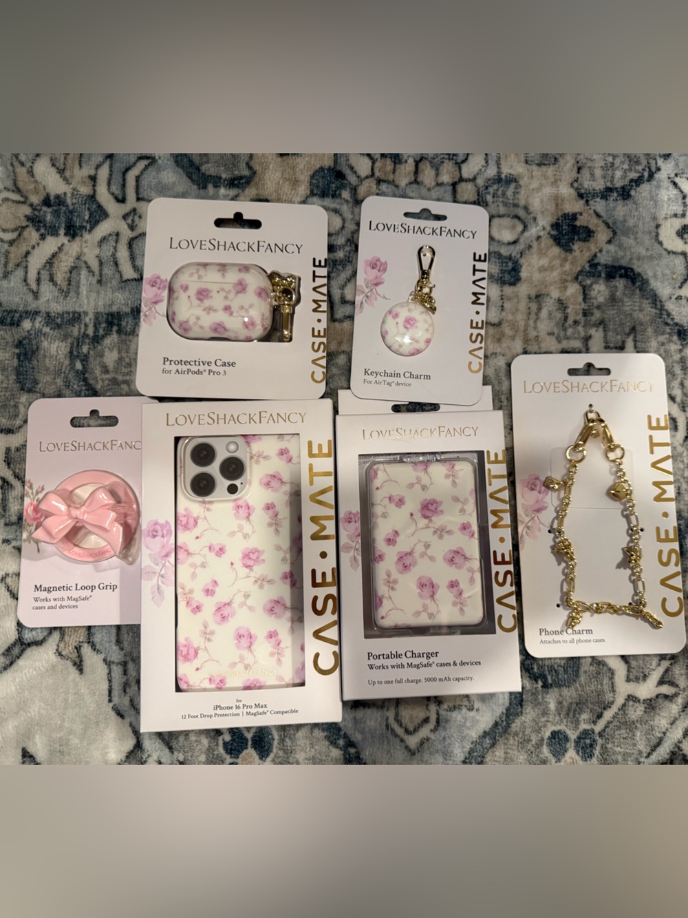 LoveShackFancy Pink Floral Phone Case & Matching Accessories Set